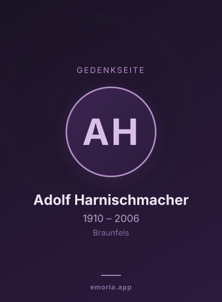 Gedenkportrait von Adolf Harnischmacher