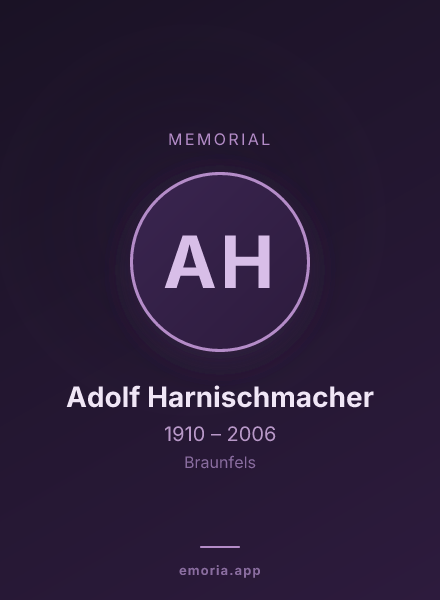 Memorial portrait of Adolf Harnischmacher