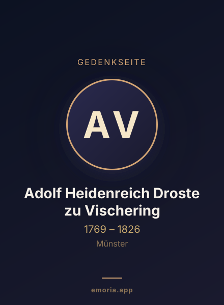 Gedenkportrait von Adolf Heidenreich Droste zu Vischering