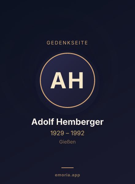Gedenkportrait von Adolf Hemberger