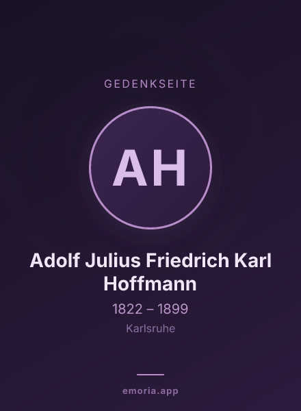 Gedenkportrait von Adolf Julius Friedrich Karl Hoffmann