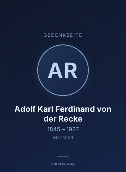 Gedenkportrait von Adolf Karl Ferdinand von der Recke