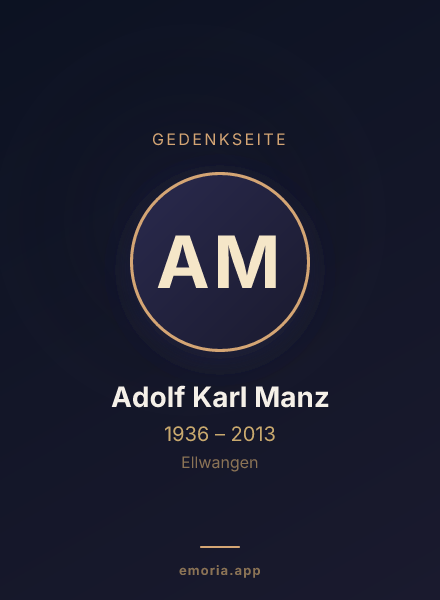 Gedenkportrait von Adolf Karl Manz