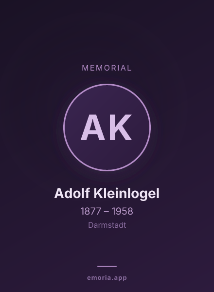 Memorial portrait of Adolf Kleinlogel