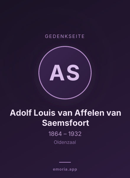 Gedenkportrait von Adolf Louis van Affelen van Saemsfoort