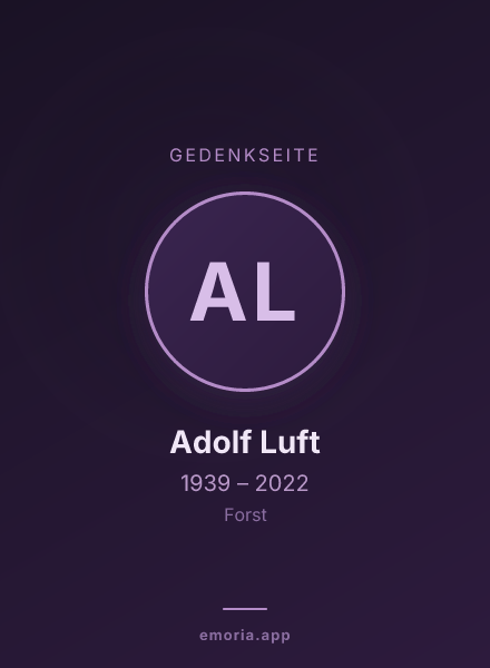 Gedenkportrait von Adolf Luft