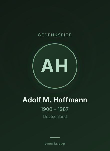 Gedenkportrait von Adolf M. Hoffmann