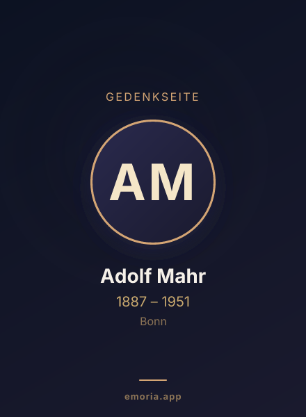 Gedenkportrait von Adolf Mahr