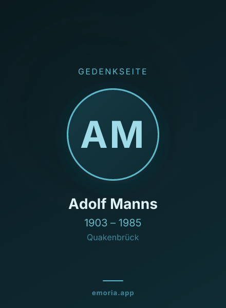 Gedenkportrait von Adolf Manns