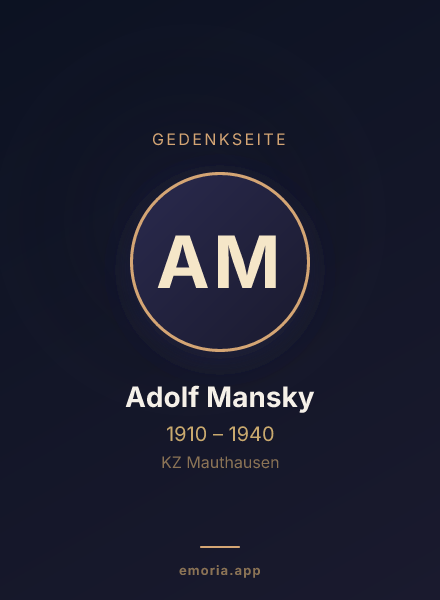 Gedenkportrait von Adolf Mansky