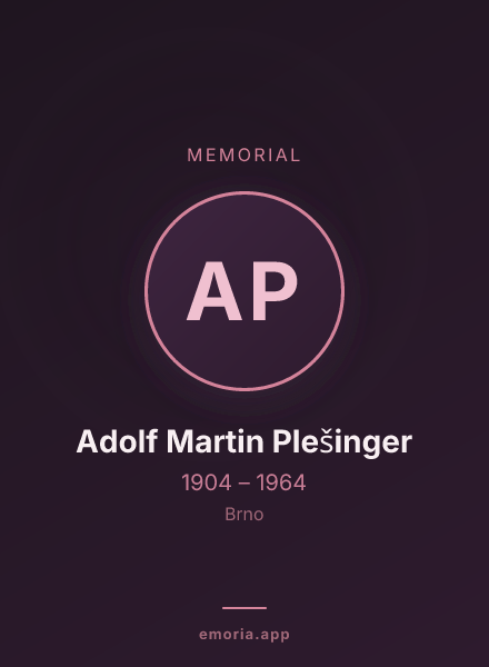 Memorial portrait of Adolf Martin Plešinger