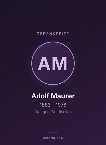 Gedenkportrait von Adolf Maurer