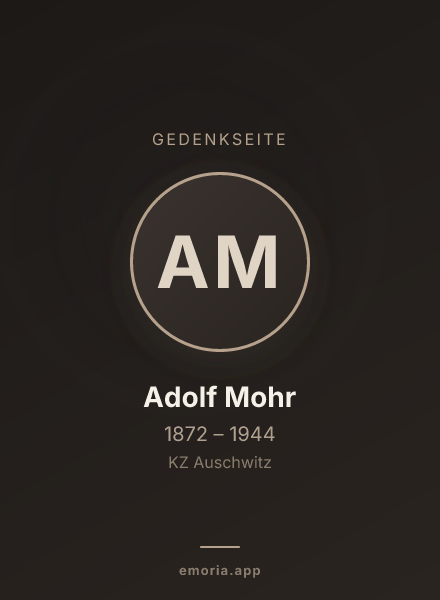 Gedenkportrait von Adolf Mohr