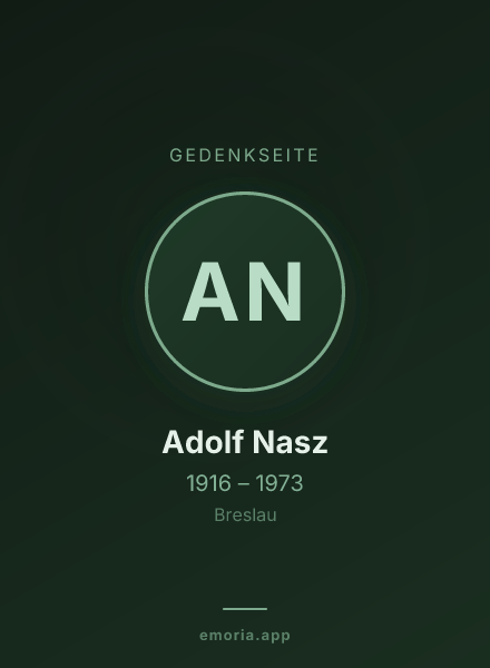 Gedenkportrait von Adolf Nasz