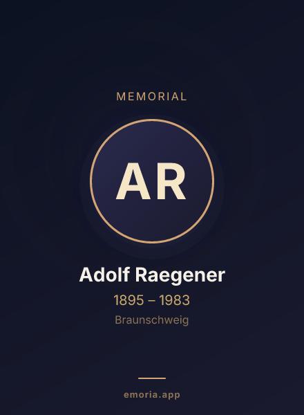 Memorial portrait of Adolf Raegener