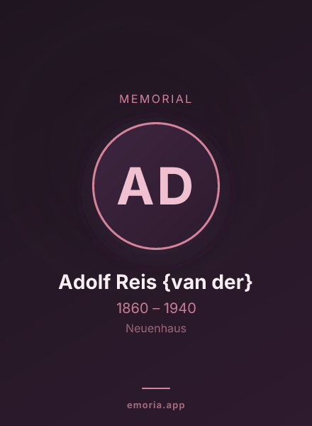 Memorial portrait of Adolf Reis {van der}