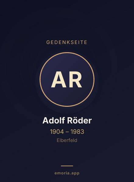 Gedenkportrait von Adolf Röder