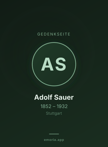 Gedenkportrait von Adolf Sauer