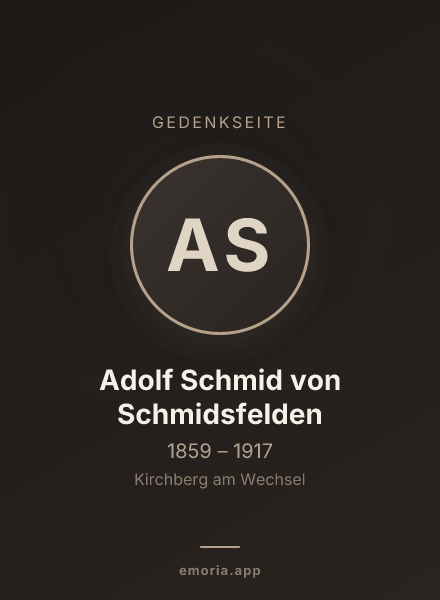 Gedenkportrait von Adolf Schmid von Schmidsfelden