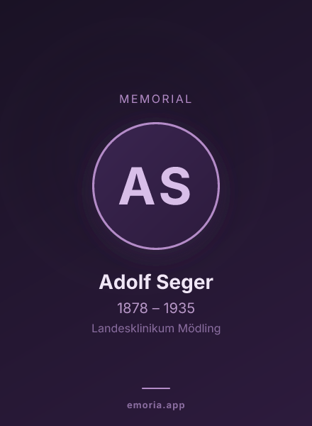 Memorial portrait of Adolf Seger