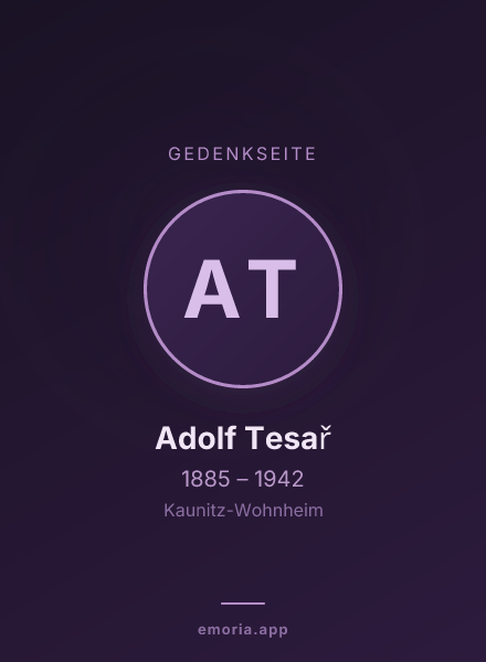 Gedenkportrait von Adolf Tesař