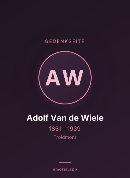 Gedenkportrait von Adolf Van de Wiele