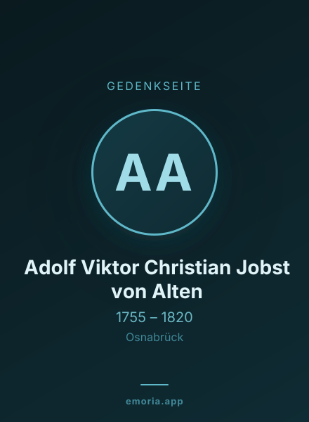 Gedenkportrait von Adolf Viktor Christian Jobst von Alten