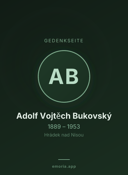 Gedenkportrait von Adolf Vojtěch Bukovský