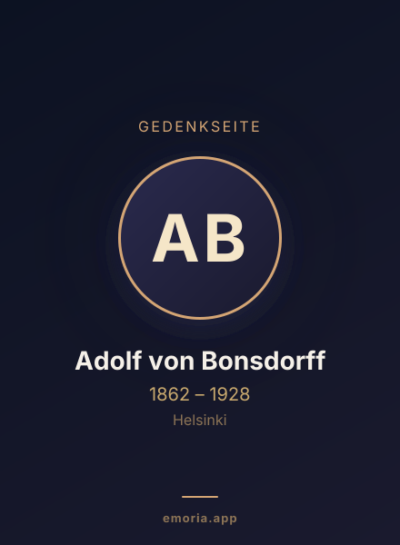 Gedenkportrait von Adolf von Bonsdorff