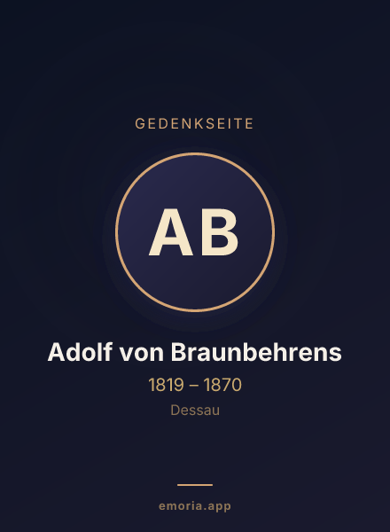 Gedenkportrait von Adolf von Braunbehrens