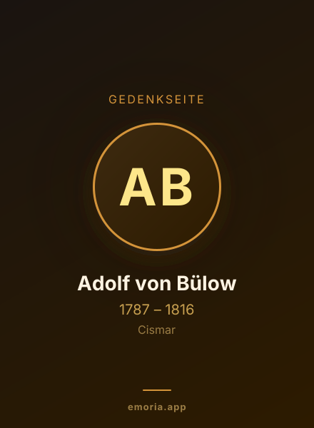 Gedenkportrait von Adolf von Bülow