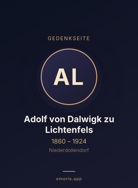 Gedenkportrait von Adolf von Dalwigk zu Lichtenfels