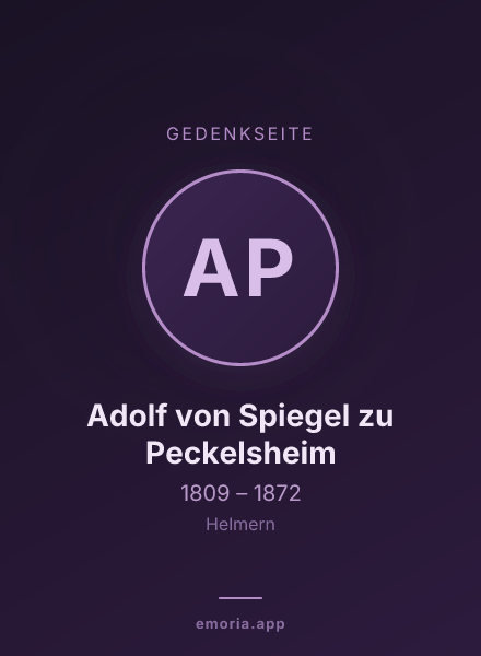 Gedenkportrait von Adolf von Spiegel zu Peckelsheim
