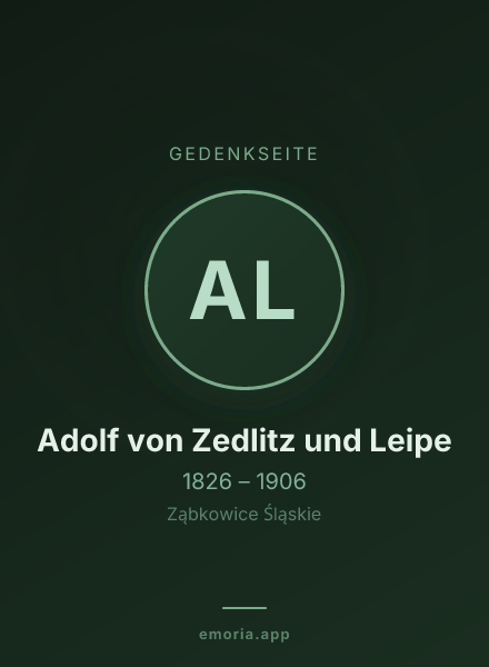 Gedenkportrait von Adolf von Zedlitz und Leipe