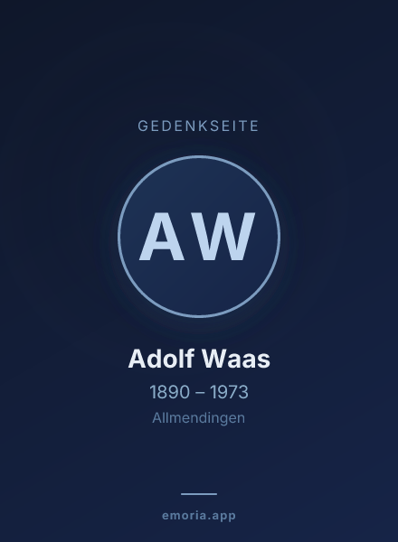 Gedenkportrait von Adolf Waas