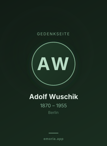 Gedenkportrait von Adolf Wuschik