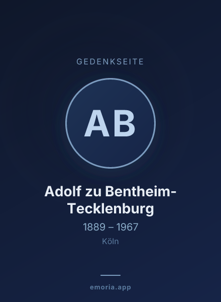 Gedenkportrait von Adolf zu Bentheim-Tecklenburg