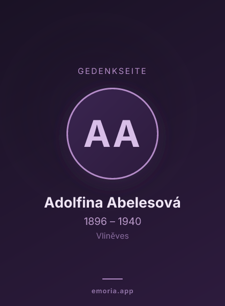 Gedenkportrait von Adolfina Abelesová