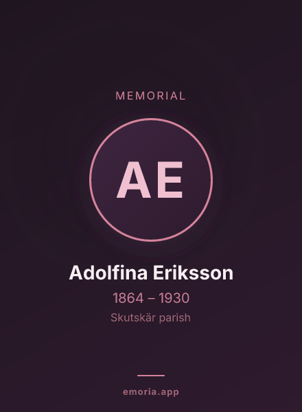 Memorial portrait of Adolfina Eriksson