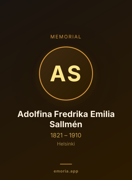 Memorial portrait of Adolfina Fredrika Emilia Sallmén