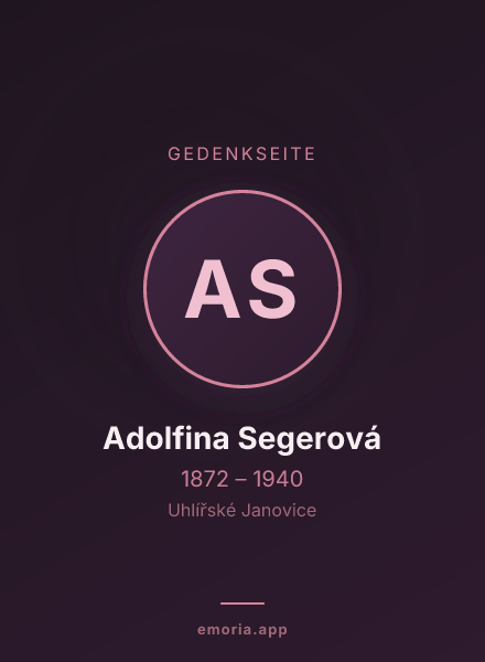 Gedenkportrait von Adolfina Segerová