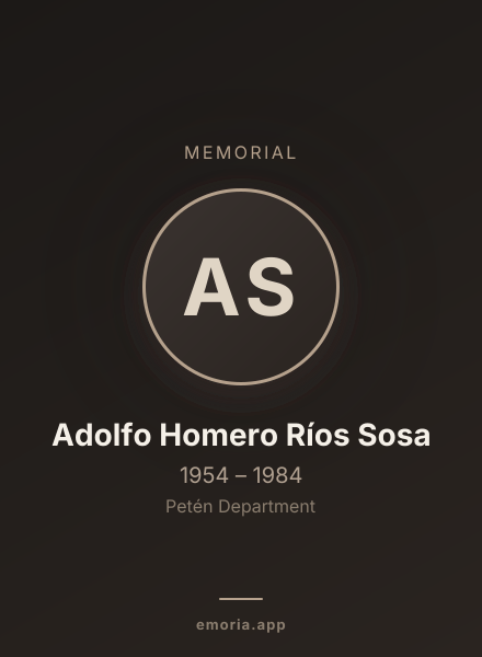 Memorial portrait of Adolfo Homero Ríos Sosa