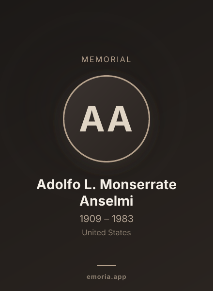 Memorial portrait of Adolfo L. Monserrate Anselmi