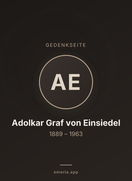 Gedenkportrait von Adolkar Graf von Einsiedel