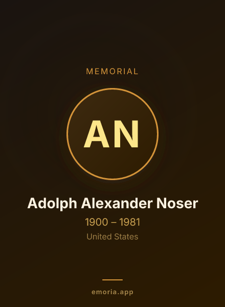 Memorial portrait of Adolph Alexander Noser