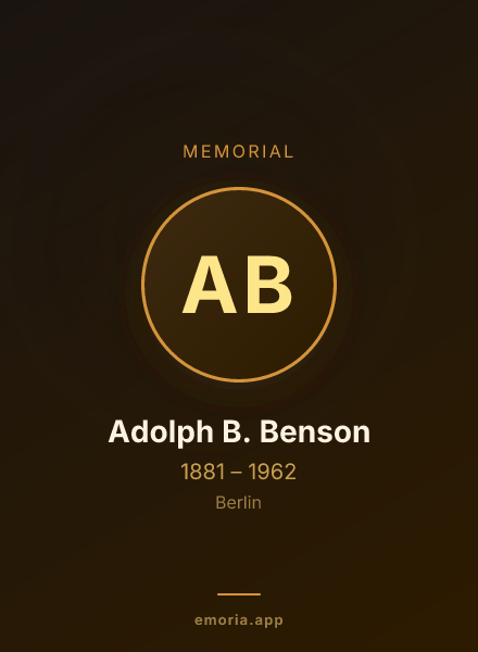 Memorial portrait of Adolph B. Benson