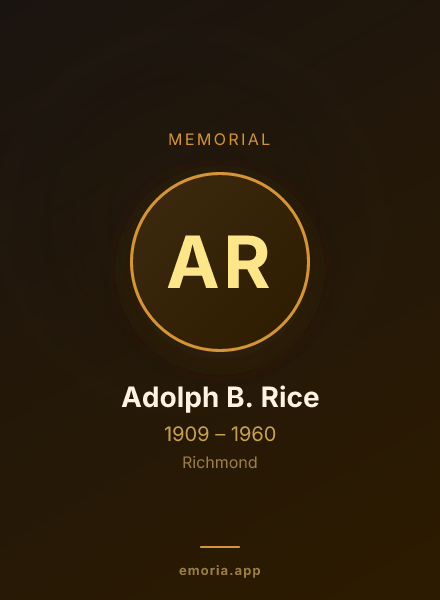 Memorial portrait of Adolph B. Rice