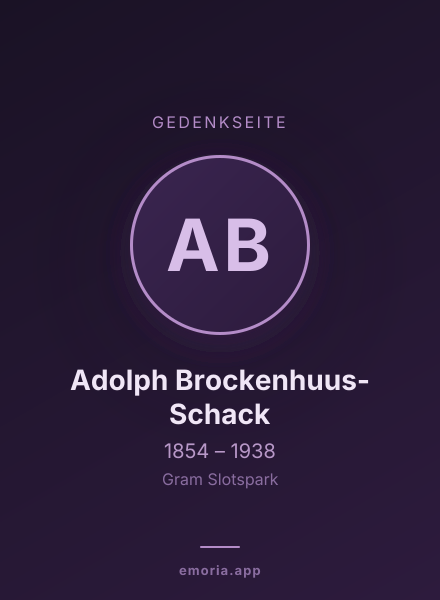 Gedenkportrait von Adolph Brockenhuus-Schack