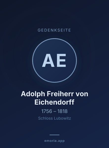 Gedenkportrait von Adolph Freiherr von Eichendorff