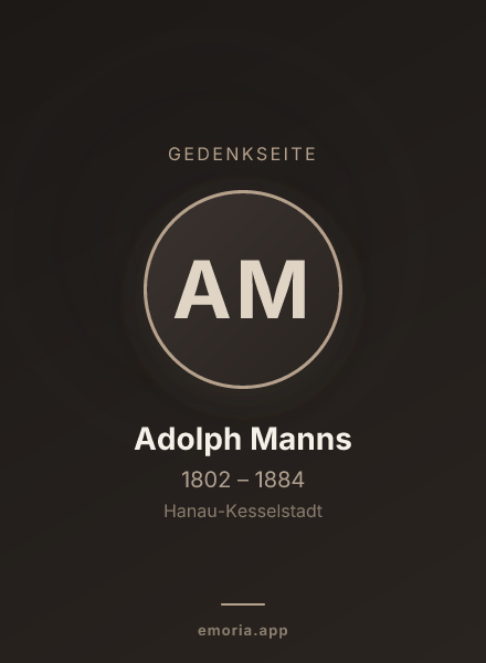 Gedenkportrait von Adolph Manns